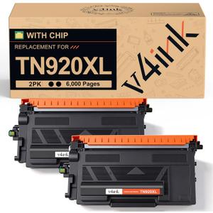 v4ink TN920XL Compatible Toner Cartridge Replacement for Brother TN920XL TN 920XL TN920 for Use in Brother HL-L5210DN HL-L5210DW HL-L6210DW HL-L6217DW MFC-L5710DW MFC-L5915DW Printer Black 2-Pack