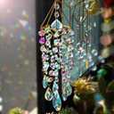 HDCRYSTALGIFTS Crystal Suncatchers for Window Hanging Wind Chime Style Garden Sun Catchers with Crystals Rainbow Maker Indoor Outdoor Decor Handmade Gold Plated