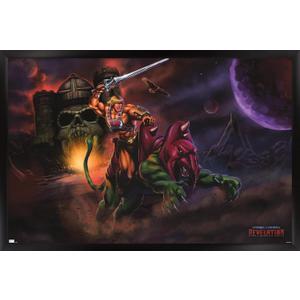 Trends International Mattel Masters of the Universe: Revelation - He-Man & Battle Cat Wall Poster, 34L x 22.4W, Black Framed Version