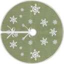 Christmas Tree Skirt, 30 Inch Green Tree Skirt, Burlap Tree Skirt with White Snowflake Small Tree Mat, Farmhouse Christmas Decorations for Holiday Party Home Decor Indoor Outdoor