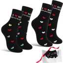 2 Pairs Couple Socks Romantic Gifts Funny Socks with I Love My Boyfriend/Girlfriend for Christmas Anniversary Valentine's Day Gifts