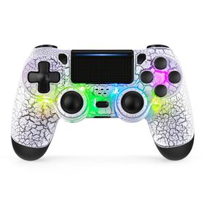 TIANHOO Wireless Controller with LED Light Compatible with PS4 - Crack White