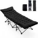 OLIXIS Foldable Camping Cot with Pad, Heavy-Duty Portable Bed