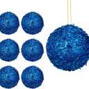 6 Pcs 4" Sequin Ornaments,Glitter Christmas Ball Ornaments, Sparkle Christmas Ornaments, Christmas Ornaments Tree Decorations Blue Christmas Hanging Ball for Holiday Indoor Outdoor Decor