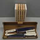 CAROTE 11 Pieces Knife Set with Block for kitchen, Stainless Steel Razor-Sharp Blade, Triple Riveted Ergonomic Handle, Wooden Magnetic Block, Essential Knife Block Set, Beige (White-WS)