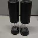 Electric Salt and Pepper Grinder Set - Rechargeable Automatic Salt and Pepper Shakers, Kitchen Appliances with External Adjustable Coarseness, Larger Hopper for Cooking, Home Gifts(2 Pack,Black/Black)