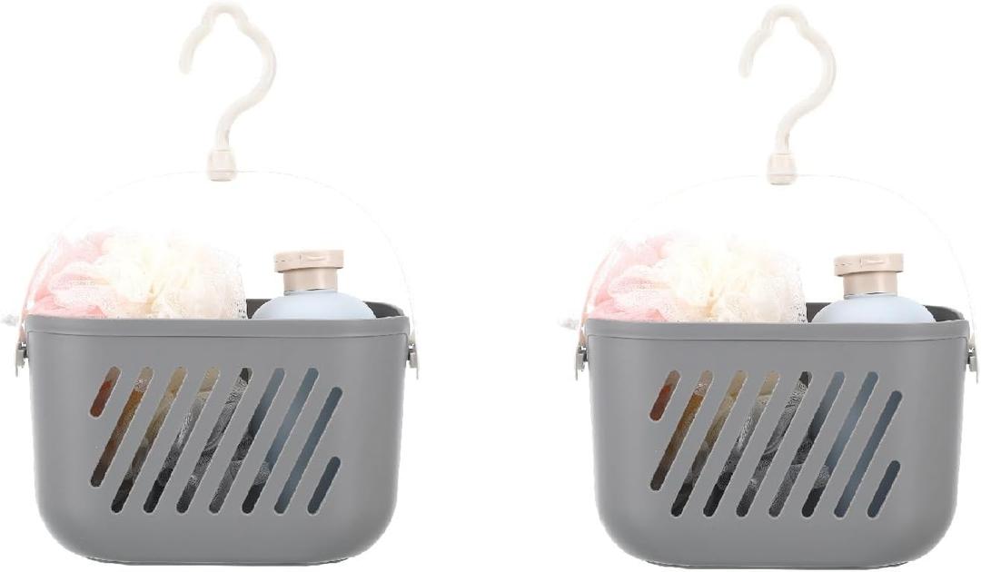 2pcs Hanging Shower Caddy Basket Plastic Hanging Shower Caddy with Hook Portable Organizer Storage Basket for Bathroom Kitchen