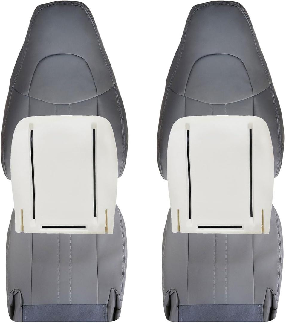 FZJDSD 6PCS Gray Driver & Passenger Side Bottom & Top Lean Back Microfiber Leather Replacement Seat Covers and Seat Foam Cushion Compatible with Chevy Express GMC Savana 2003-2014