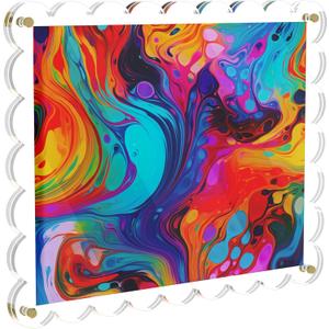 8.5X11 Acrylic Picture Frame for Wall, Frameless Clear Photo Frame with Scalloped Edge, No Drill Floating Frame for Diploma Certificate Degree Document & Poster/Painting/Artworks Display (1 Pack, Scalloped edge)
