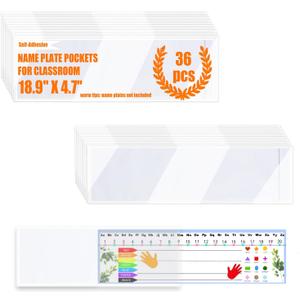 40 PCS Nameplate Pocket Adhesive Desk Nameplates Name Tag Pocket 18.9 x 4.7 Inch(Thickness:7 mils)