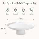 13 Inch Ceramic Cake Stand with Pedestal - White Round Cake Plate for Dessert Table Display, Elevated Cupcake Stand for Wedding, Birthday, Baby Shower, Tea Party, Holiday Entertaining