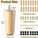 Maitys 4 Inch Round Solid Furniture Legs Furniture Wooden Replacement Chair Feet Dresser Sofa Couch Legs Table Cabinet Footstool DIY Projects for Home(Wood,16 Pcs)