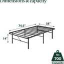 Zinus Rumi 14in Twin Metal Bed Frame, Quick Assembly SmartBase Mattress Foundation, Heavy Duty Sturdy Steel with No Box Spring Needed, Eco-Friendly Packaging, Black