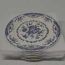 Dinner Plates, Ceramic Plates Set of 6, Kitchen Plates Microwave Safe, White Plate Dessert Blue Floral Plate Porcelain (Blue Rose, 10.5 inch)