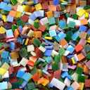 Lanyani 800 Pieces Mosaic Tiles Stained Glass - Assorted Colors for Art Craft and Home Decorations - 500g/1.1lb (Rainbow Square (Opaque-1.1lb))
