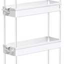 SPACEKEEPER Slim Rolling Storage Cart 4 Tier Bathroom Organizer Mobile Shelving Unit Utility Cart Tower Rack for Kitchen Laundry Narrow Places, White (White)