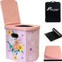 Upgrade XL Portable Toilet for Adults, Extra Large Portable Travel Floding Toilet, Camping Tall Toilets with Lid for Adults and Kids Compact Potty for Car,Hiking,Beach and Camping (Pink)