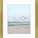 Frametory, 11x14 Frames Display 8x10 Picture with Mat or 11x14 Photo Without Mat, Shatter-Resistant Glass, Pre-Installed Wall Mounting Hardware - Gold