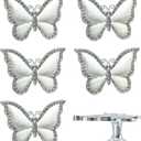6Pcs Butterfly Cabinet Knobs, Drawer Pulls, Elegant Butterflies Handles, Single Hole Pull, Furniture Handle for Home Kitchen Bathroom Drawer Dresser Cupboard Door, Decoration Hardware