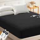 MASVIS Heated Mattress Pad California King Size - Dual Control, 6 Heat Settings & 10-Hour Auto Off, Quilted Electric Bed Cover, Bed Warmer with Deep Pocket Fast Heating Machine Washable,Black,72"x84"