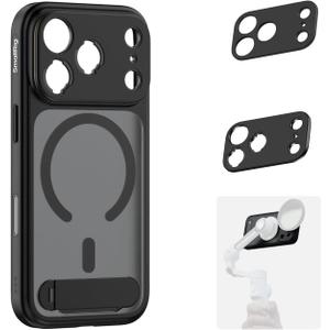 SMALLRIG FilMov Phone Case Kit for iPhone 17 Pro Max, Magnetic Case with Adjustable Kickstand, Lens Backplate, Support for MagSafe, for Phone Gimbal Stabilizer,for DJI,for Insta360, Black-5551
