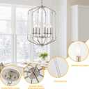 Chandliers for Dining Room, Brushed Nickel 6 Lights Large Geometric Pendant Lights Modern Farmhouse Light fixtures for Living Room Kitchen Tablle Foyer, E12 Bulb, Height Adjustable, 17.3"