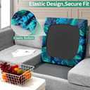 pickyNproud 8Pcs Patio Cushion Covers Stretch Outdoor Couch Cushions Slipcovers Replacement Washable Furniture Protector with Elastic Bottom Sofa Chair Seat Cover, Palm Leaves (27"D x 27"W x 8"H10