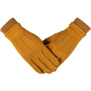 Womens Winter Suede Gloves With Touchscreen Texting Finger Wool Lined Windproof Warm Fashion Dress Gloves