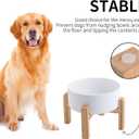 White Raised/Elevated Ceramic Dog Bowl for Small Medium Sized Breeds,Dog Food Water Bowl with Stand,6 in Non Slip Heavy Pet Feeding Dish 3.6 Cups/ 850 ml /28 OZ