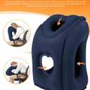 Sunany Travel Pillow, Upgraded Plane Pillow for Long Flights, Inflatable Neck Pillow Used for Airplanes,Cars,Buses,Trains,Office Napping with Eye Mask,Earplugs (Blue)