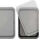 GoodCook Set of 4 Nonstick Steel 13" x 9" Cake Baking Pans with Covers, Gray