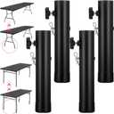 4 Pack Heavy Duty Adjustable Table Risers, 2 Levels/Heights Folding Table Leg Extenders Durable Steel Desk Leg Extensions Furniture Leg Lifts for Straight Bent Legs, Raise 3.6in/5.23in
