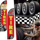 HunnmingRe 2 Pack 12 Feet Tire Sale King Flags New and Use Tires Shop Feather Flags for Businesses Highly Visible Weatherproof Polyester Banner Sale Advertising Sign No Flagpole Include(Fashionable)