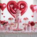 Valentines Glitter Garland 4.5 ft Pink Heart Berry Garland for Mantel Valentines Decorations for Spring Wedding Fireplace Table Centerpiece Party Decor