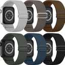 6 Pack Stretchy Solo Loop Compatible with Apple Watch Band 45mm 46mm 44mm 42mm 49mm 41mm 40mm 38mm Men Women, Braided Elastic Nylon Strap for iWatch Series 10 9 8 7 6 5 4 3 SE SE 2 Ultra Ultra 2 (Black/Clay/StoneGrey/Grey-Green/Brown/Indigo)
