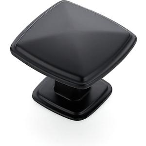 Ravinte 3 Pack Matte Black Kitchen Cabinet Square Knob Single Hole Cabinet Hardware for Dresser Drawer Cabinet Pulls Drawer Knobs Cabinet Knobs