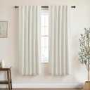 KOUFALL 64 Inch Length Linen Blackout Curtains for Bedroom 2 Panels Set Back Tab Rod Pocket Black Out Curtains 42x64 in Long