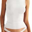 EasyGala Women Sleeveless Mock Turtle Neck Tops Double Lined Fitted Tank Tops Basic T Shirts 2026, White X-Small