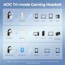 AOC Wireless Gaming Headset with Mic for PS5, PS4, PC - Bluetooth 5.3, 2.4GHz, Passive Noise Cancellation, RGB Lighting, 48H, Over-Ear Gaming Headphone Wired, White ACG3512
