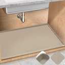 TRZZ Silicone Waterproof Under Sink Mat 31" x 22", Drip Tray and Cabinet Liner for Kitchen and Bathroom, Prevents Water Damage and Organizes Cabinets (Khaki)