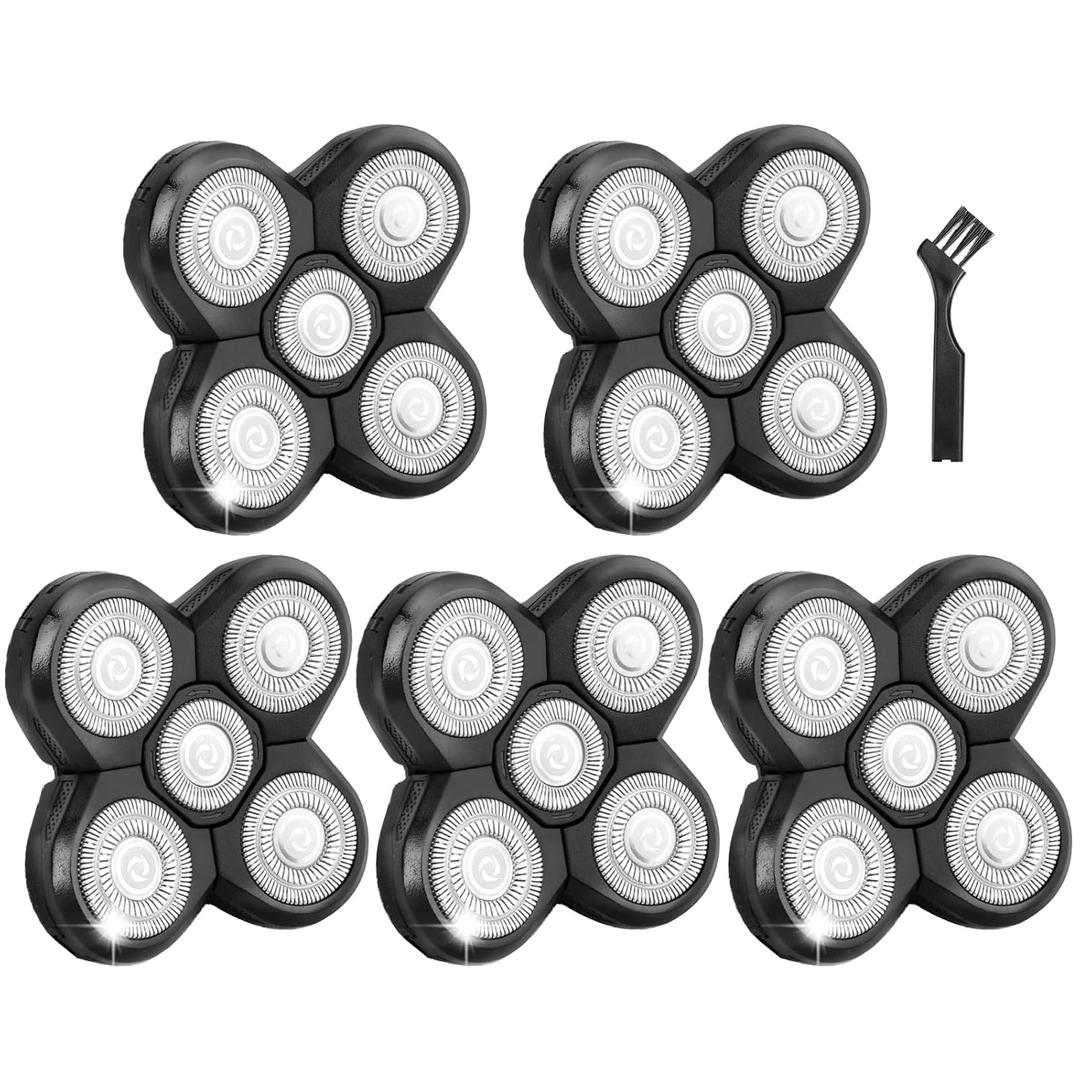 5 Pack Replacement Blades for Freebird Head Shaver | 5-Blade Electric Razor Refills for Bald Men Freedom Grooming