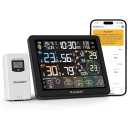 Raddy N80 WiFi Weather Station with Phone APP, Wireless Indoor Outdoor Thermometer with AI Life Assistant, 8” Display, PM2.5/AQI, UV Index, Sunrise/Sunset Time, 4 Alarms, Weather Forecast