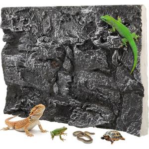 Toddmomy Rock Terrarium Background 3D Reptile Habitat Backgrounds, 17.7x11.8in Decorative Backdrop for Tanks Bearded Dragons Lizard Gecko Spider Chameleon Turtle Fish