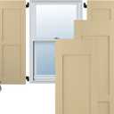 12"W x 59"H Americraft Two Equal Flat Panel Exterior Real Wood Shutters (Per Pair), Natural Twine