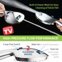 AquaCare High Pressure 8-mode Handheld Shower Head - Anti-clog Nozzles, Built-in Power Wash to Clean Tub, Tile & Pets, Extra Long 6 ft. Stainless Steel Hose, Wall & Overhead Brackets