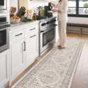 DEXI Kitchen Floor Mats Cushioned Anti Fatigue Runner Rug, 23x107 Long | Beige/White Soft Comfort Memory Foam, Easy Care, Waterproof, Standing Padded for Front Sink Laundry Office Farmhouse