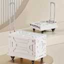 VECELO 88L Heavy-Duty 2-in-1 Foldable Utility Cart, Large Capacity Rolling Crate, Thickened Material with Silent Swivel Wheels, Dual Modes (Basket/Flatbed) for Grocery, Laundry, Camping, White