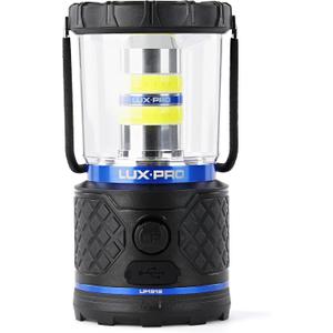 LUXPRO Rechargeable Dual-Power 1100 Lumen LED Lantern for Up to 150 Hours of Use - Camping Lantern with Built-in Power Bank - Dimmable LED Light with IPX4 Water-Resistant Rating