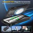 Caka for Samsung Galaxy Z Fold 7 Case [Compatible with MagSafe] [Hinge Protection] [Built-in Screen Protector] [Pen-Slot] Translucent Hard Shockproof Magnet Phone Cover for Zfold 7 - Black