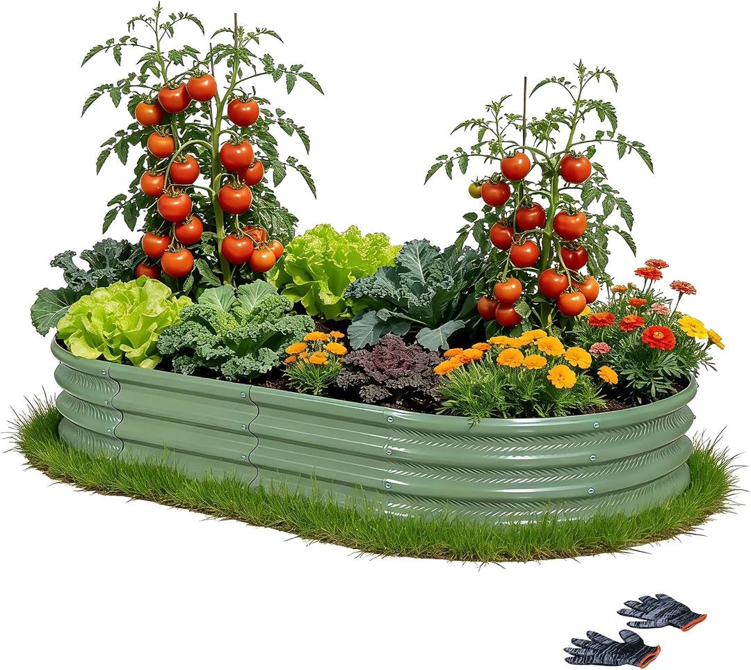 Gartist 8×4×1 ft Large Light Green Raised Garden Bed Planter, Easy Assembly Metal Garden Bed Outdoor for Vegetables, Flowers & Herbs